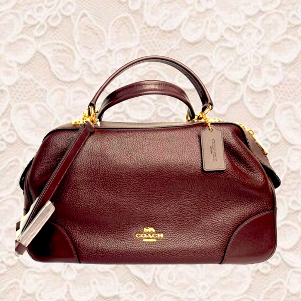 - COACH OXBLOOD LANE LEATHER SATCHEL BAG